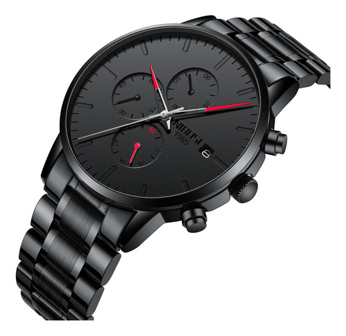 Reloj Nibosi 2588 Hombre Analógico Negro Acero 30m