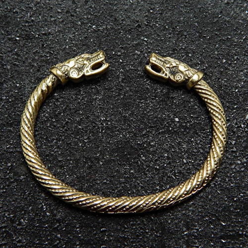 Esclava O Brazalete Vikingo En Bronce Lobo Fenrir