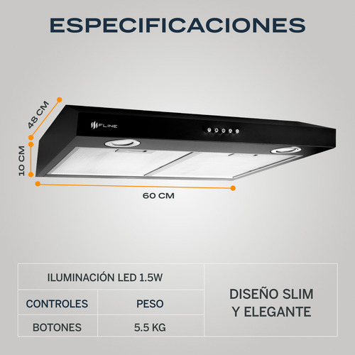 Combo Parrilla De Gas 4 Quemadores Y Campana 60cm Os4br60 Color Negro
