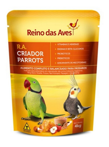 Ração R.a Criador Parrots Premium 4kg Reino Das Aves