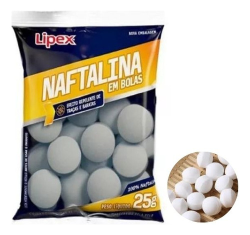 Naftalina Bola Adeus Traças Baratas Espanta Insetos 25g