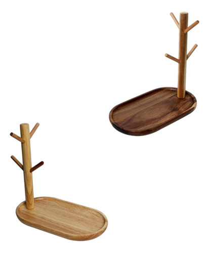 2 Soportes Para Botellas De Madera, Soporte Para Tazas De