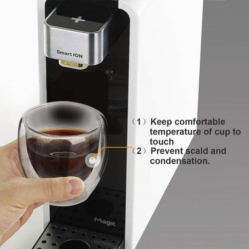 Imagen 5 de 7 de Set 2 Tazas De Vidrio Aislado 80 Ml Doble Pared Cafe, Té