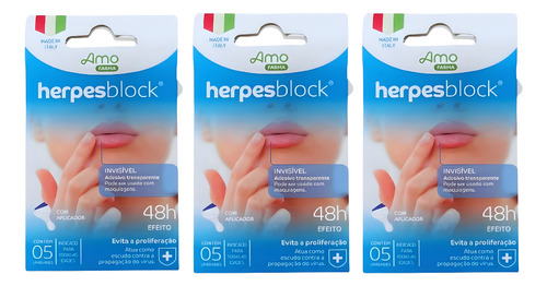Adesivo Para Herpes Labial Block Amoveri 3 Cartelas
