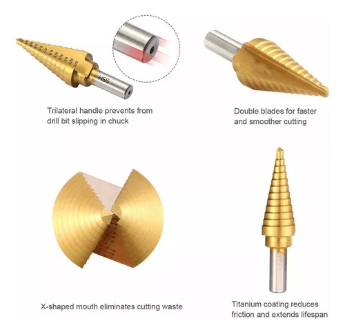 Conjunto De Brocas Pagode De 6 Peças, Brocas Revestidas De T