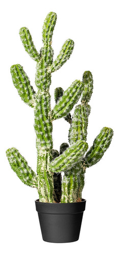 Cactus Artificial De 14  Maceta Negra Follaje Único De...