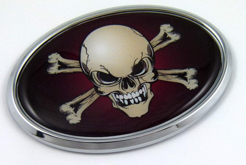 Skull Pirates Oval Car Chrome Emblem Decal Bumper Bike ...