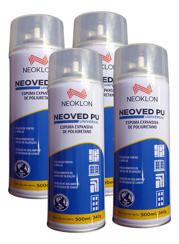 4 Latas De Espuma Pu 500 Ml Neoved Universal Neoklon