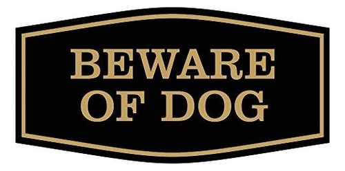 Señales - Fancy Beware Of Dog Sign (black-gold) - 