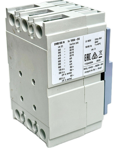 Disjuntor Caixa Moldada 3p Weg Dwb160n100 100a 11339704 Novo