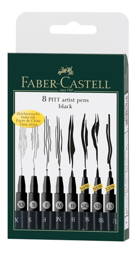Rotuladores X8 Pitt Artist Pens Faber Castell Negro
