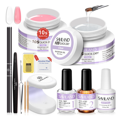 Saviland Kit De Gel De Unas De Secado Rapido, Gel Duro Const