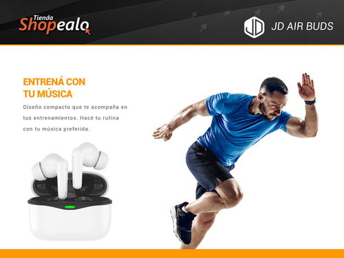 Imagen 6 de 8 de Auricular Inalambrico In Ear Bluetooth Jd Air Buds Blanco -*