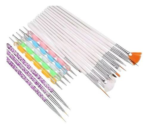 Kit De Decoración Para Uñas X23 Pincel + Dotting + Liner Surtido