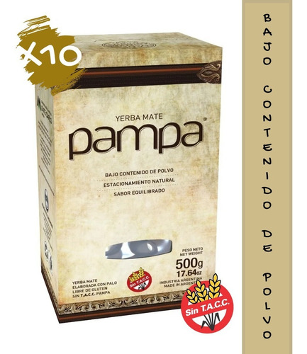Pampa yerba mate bajo contenido polvo 10 unidades de 500g