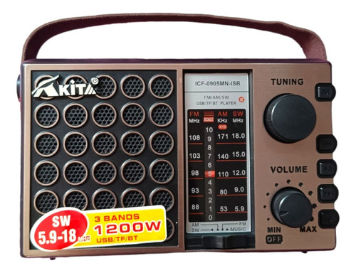 Radio Solar Akita Pila Y Bateria Recargable 3 Band Am-fm-sw 