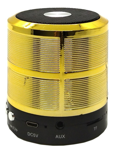 Imagem 5 de 7 de Kit 2 Mini Caixa De Som Portátil Bluetooth Ws-887 Dourada