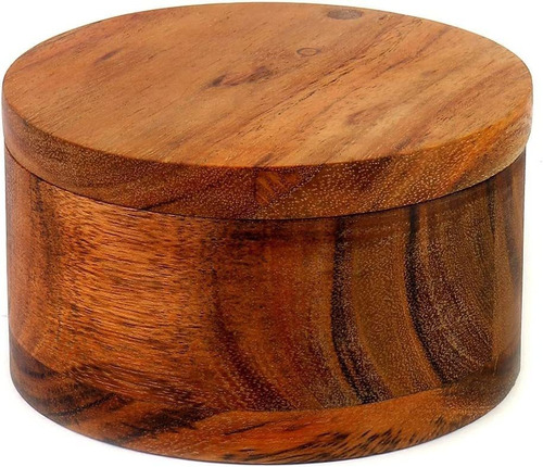 Edhas Caja De Sal O Especias De Madera De Acacia Con Cubiert