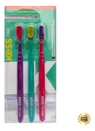 Escova Dental Kess Pro 6580 Extra Macias - 3 Unidades