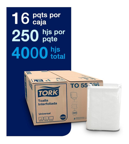 Imagen 4 de 8 de Toalla Interfoliada Tork Xpress® Universal 16 X 250 Hojas