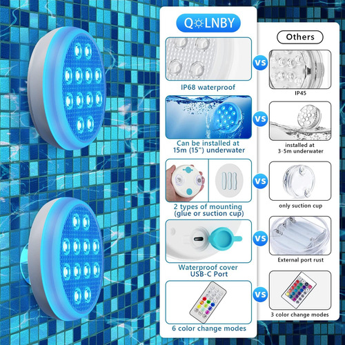 Luces De Piscina Recargables, Luces Led Sumergibles Con...