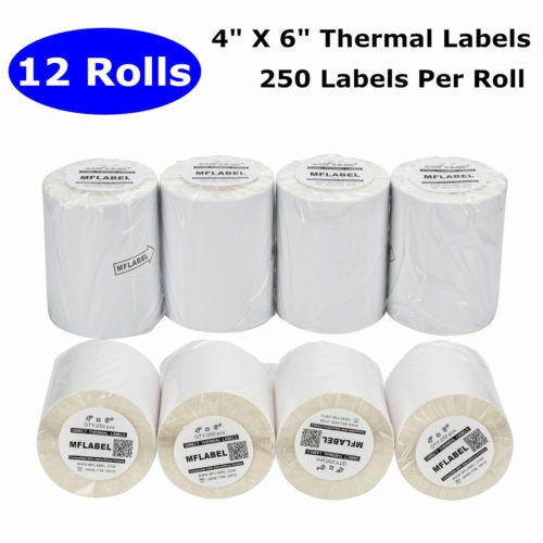12 Rollos 250/roll 4 X 6 Directa Térmica Etiquetas Postales 
