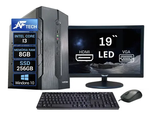 comprar Computador Completo Intelcore I3 8gb Ssd256gb Kit Monitor 19
