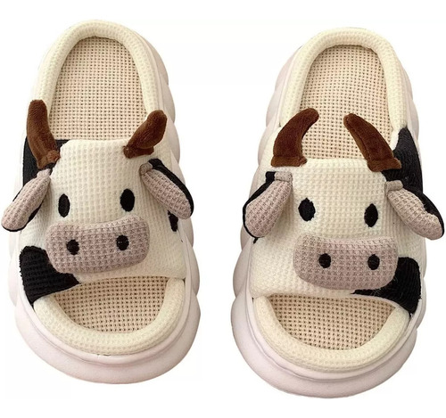 Lindas Pantuflas De Vaca Para Mujer Hogar Interior Y Exterio