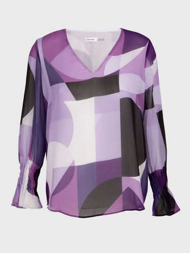 Camisa Print V-nk Morado Calvin Klein Mujer