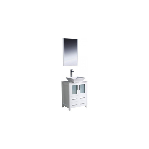 Mueble De Baño  Fresca Torino 24  White Modern  With Vessel