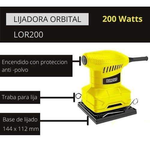 Lijadora Orbital Electrica 200w Barovo Lor200