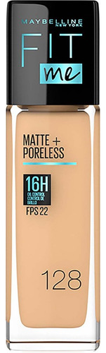 Base Líquida Maybelline Fit Me Matte + Poreless Fps 22 30ml Tono 128 Warm nude