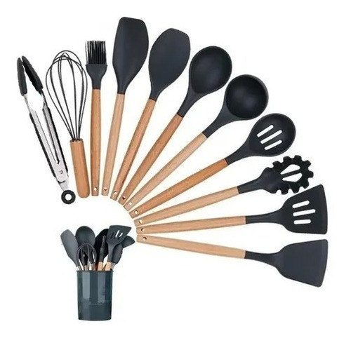 Set 12 Utensilios De Cocina Silicona Resistente Calor Juego