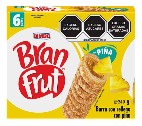 2 Pzs Bimbo Barras De Cereal Rellenas De Piña Bran Frut 240g