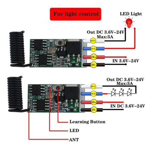 Receptor De Relé Inalámbrico Con Control Remoto 433 Mhz 3.6