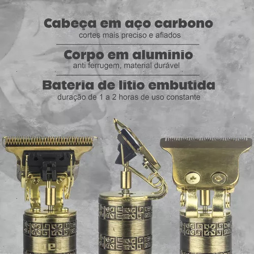 Máquina De Cortar Cabelo Barbaear Acabamento Dragão Kodi Cor Dourado-escuro 127/220V