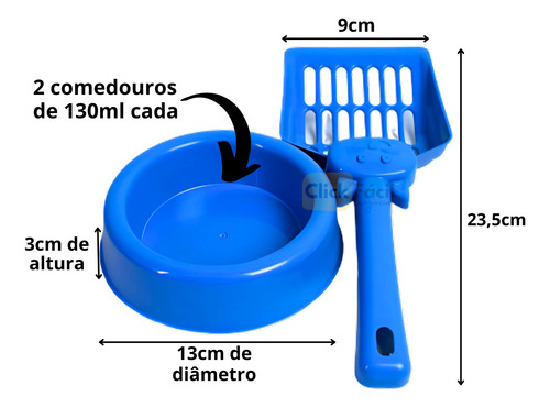 Kit Higiene Felina Educa Cat, Caixa Areia E Potes Api Vet