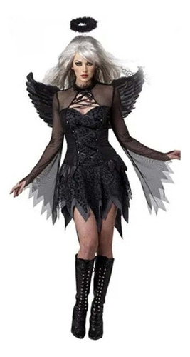Women's Halloween Angel Costume With Winged Tiara