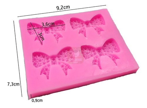 Imagen 3 de 6 de Molde Silicona 4 Moño Lazo Con Diamantes Fondant Porcelana