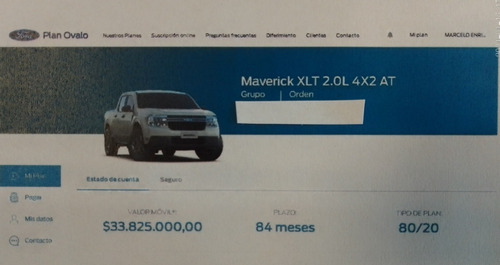 Plan Adjudicado Ford Maverick Xlt -titular-