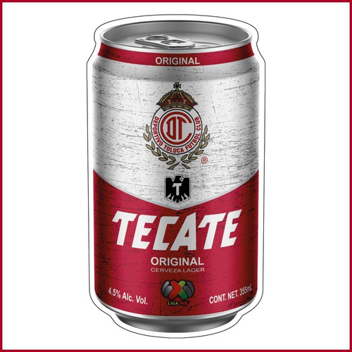 Vinil Decorativo Cerveza Tecate Toluca Fc Liga Mx - 60cm