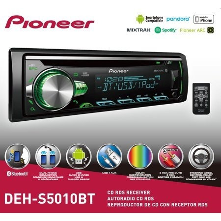 Cd Player Pioneer Deh-s5010bt Bluetooth Bass 4 X 50w Rms