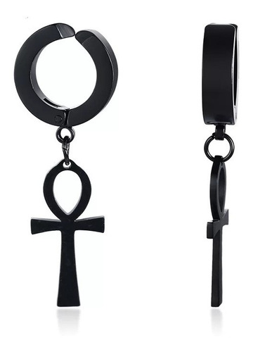 Aros Cruz De Ankh Egipcia Acero Quirúrgico Black 