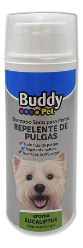 Shampoo Seco Buddy Pet Repelente De Pulgas Para Perros 100gr Fragancia Eucaliptos