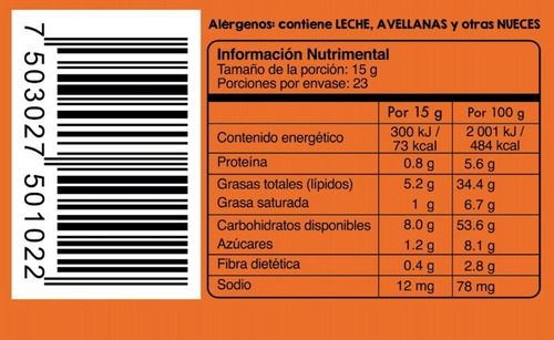 Imagen 3 de 3 de Crema De Avellanas Con Cacao 350g Nucolato Sin Aceite Palma