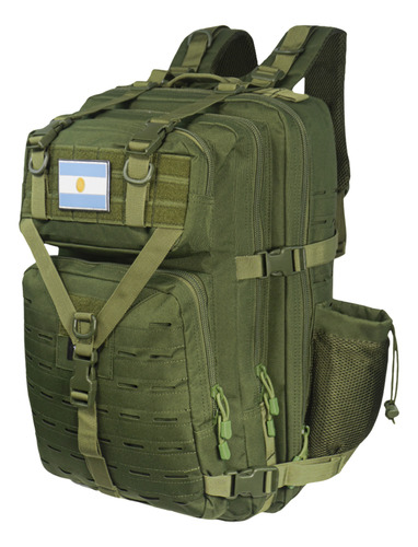 Mochila T-go Eb337 Táctica Militar 45 Litros Ajuste Lumbar Pectoral Color Verde Liso