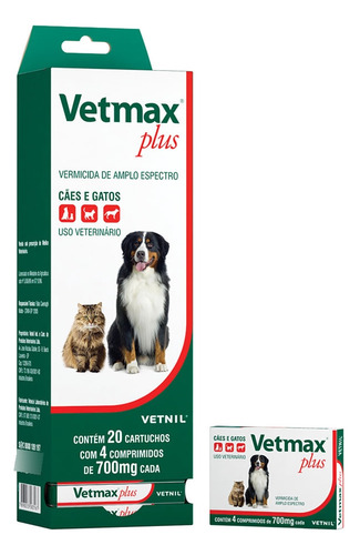 Kit Com 3 Vetnil Vetmax Plus 4 Comprimidos