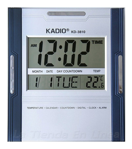 Reloj Pared Kadio Digital Kd3810 Hora Fecha Alarma Termometr