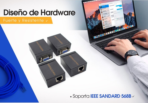 Extensor Vga Por Utp Rj45 Lan Cat 5 / 6 Hasta 60 Metros Par
