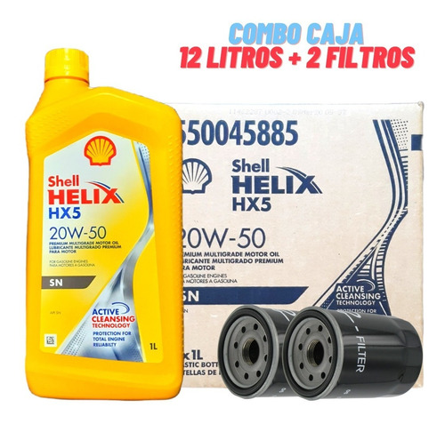 Aceite 20w50 Mineral Shell Helix Hx5 (pack 12lts+ 2filtros)